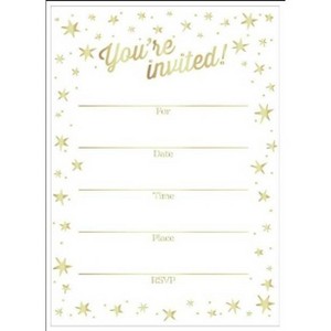 10ct Invitations Your Invited Gold Stars - Spritz™ - 1 of 1