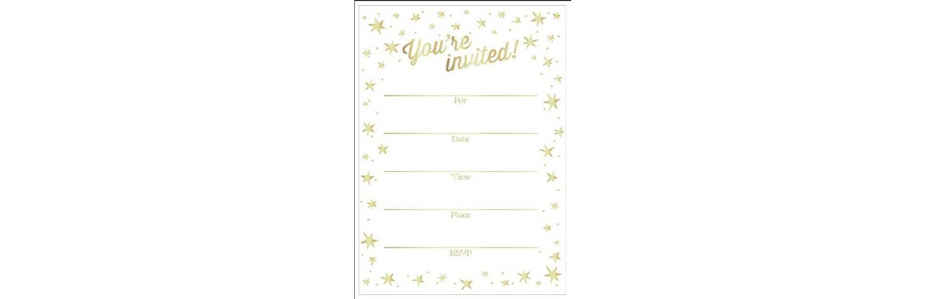 10ct Invitations You're Invited Gold Stars - Spritz™