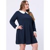 Agnes Orinda Women's Plus Size Long Sleeve Peter Pan Collar Elegant Formal Midi Flare A Line Dresses - 3 of 4