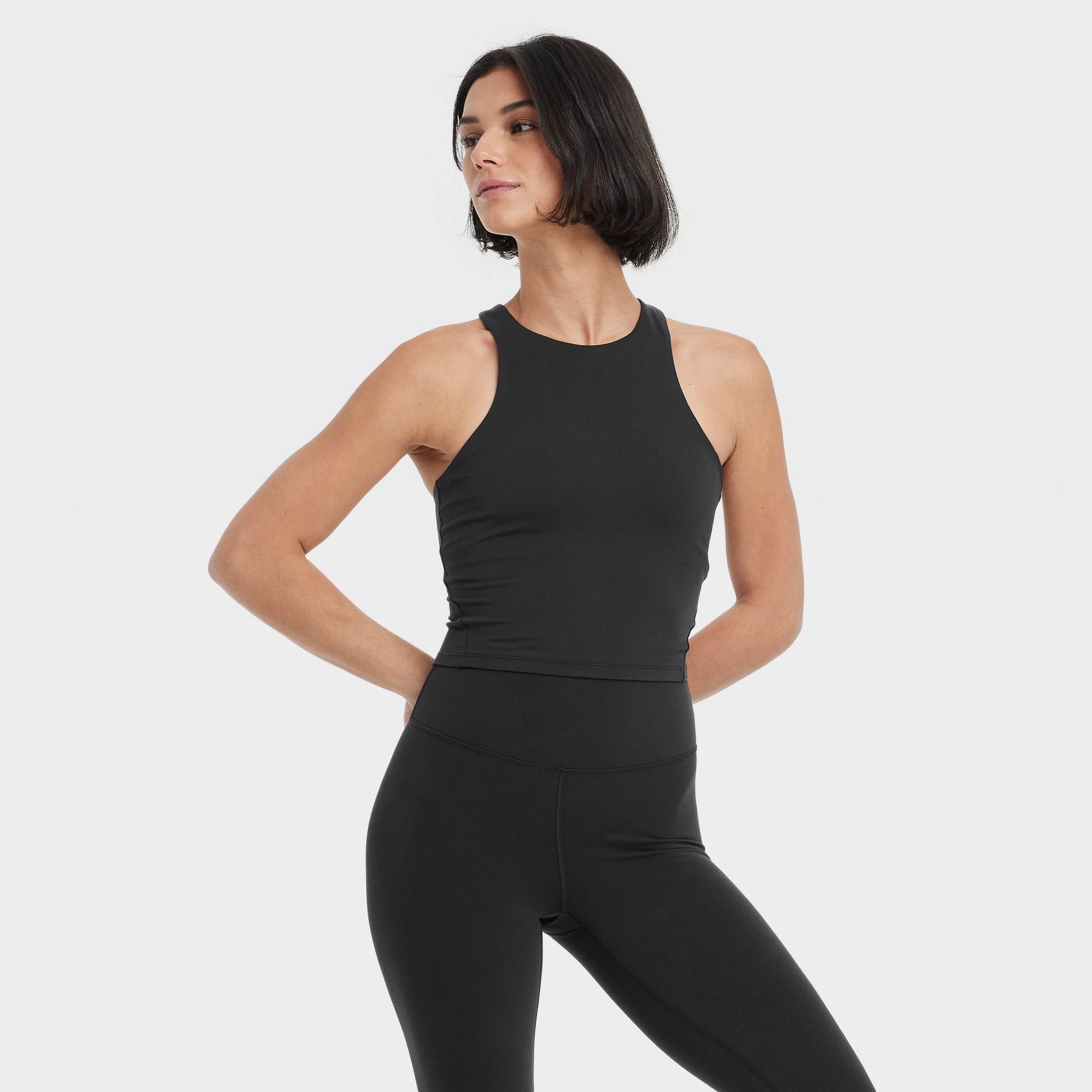 Women's Everyday Soft High Neck Cropped Tank Top - All In Motion™ Black M