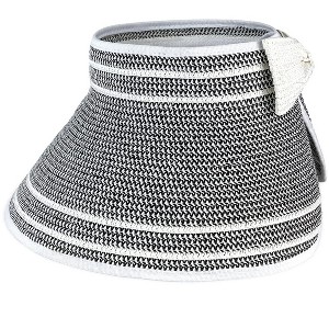 Magid Straw Two Tone Striped Color Block Roll Up Visor - 1 of 3