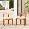 Christopher Knight Home Kaelron Rustic Patio Acacia Wood Armless Dining Chairs with Cushions (Set of 2) - 2 of 4
