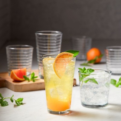 Libbey Hoops Clear Glass 16-Piece Tumbler and Rocks Set