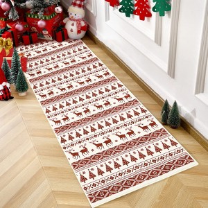 Bohemian Christmas Rug - Festive Non-Slip Machine Washable Area Rug, Soft Holiday Design - 1 of 4