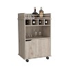 Vynxaria 35" H Bar Cart, Light Pine Finish, Two Shelves, Four Wine Cubbies, One Cabinet - 4 of 4
