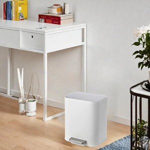 Kitchen Trash Can, Stainless Steel Garbage Can, Step On Trash Can with Quiet Close Lid & Inner Bucket for Kitchen Office - 1 of 4