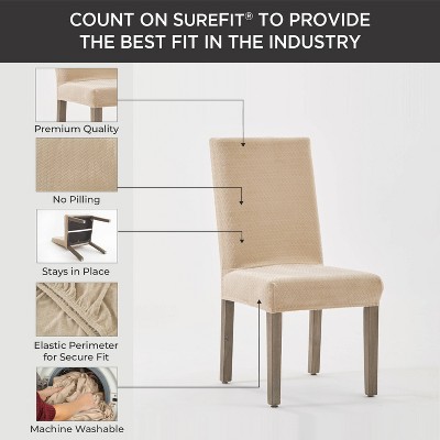 Charcoal Stretch Velvet Short Dining Chair Cover Set