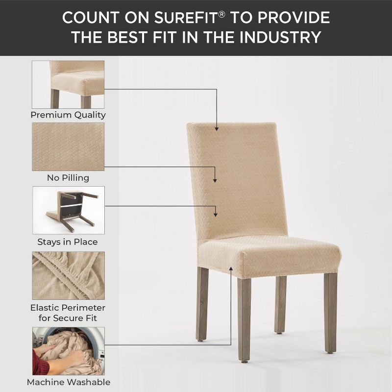 Sure Fit 2pc Hampstead Stretch Velvet Short Dining Chair Cover, 4 of 6