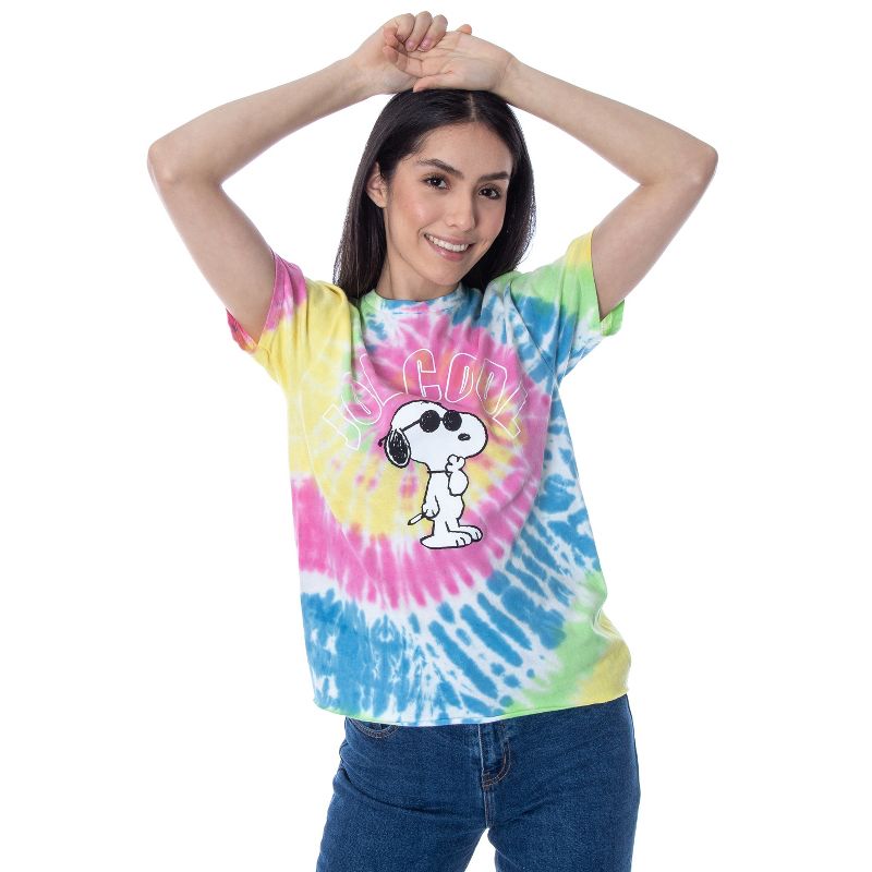 Peanuts Womens' Joe Cool Snoopy Tie-Dye Skimmer T-Shirt Adult, 2 of 6