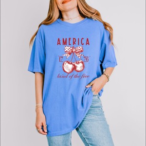Simply Sage Market Land Of The Free Cherries Garment Dyed Tee - 1 of 4