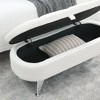 3.8ft Storage Ottoman Bench, Upholstered End Of Bed Ottoman Bench With Storage And Seating: White, Bicast Leather, Animal Print - 3 of 4