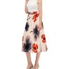 Women's High Waist Pleated A-Line Midi Skirt - Swing Flare Design Beige Flower - 4 of 4