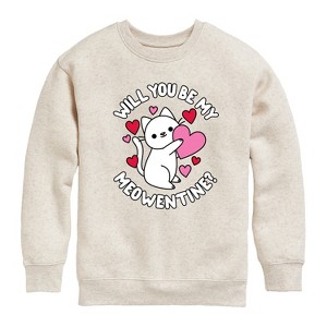 Boys' - Instant Message - Valentine's Day Be My Meowentine Graphic Long Sleeve Fleece Sweatshirt - 1 of 4