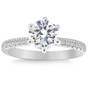 Pompeii3 1.90Ct Side Halo Round Diamond Engagement Lab Created in White or Yellow Gold - 1 of 4