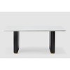 White MDF Rectangle Dining Table with Dual Cannon Legs Adjustable Feet, Scratch-Resistant Finish,for Kitchen & Dining Room - 3 of 4