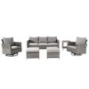 Sonkuki 6-Piece Patio Conversation Set with Swivel Rocking Chair and Side Table, Navy Blue Cushion - 2 of 4