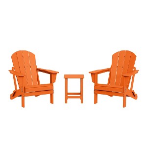 WestinTrends Malibu HDPE Outdoor Patio Folding Poly Adirondack Conversation Set (3-Piece) - 1 of 4