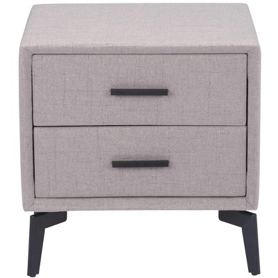 Gray Fabric and Metal Rectangular Side Table with Storage