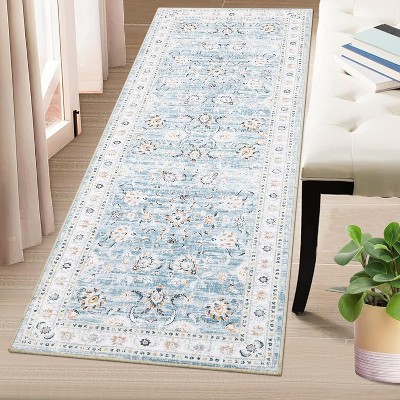 Area Rug Large Washable Rugs for Living Room Non Slip Low Pile Aesthetic Carpet Indoor Soft Floor Carpet Vintage Oriental Distressed
