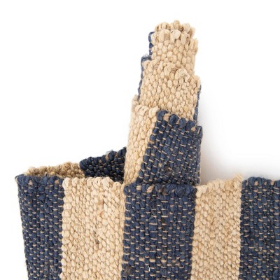 Hand-Braided Jute and Cotton Navy Ivory 4x6 Area Rug
