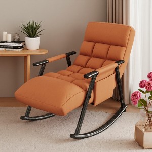 Upholstered Folding Lounge Rocking Chair with Adjustable High Back - 1 of 4