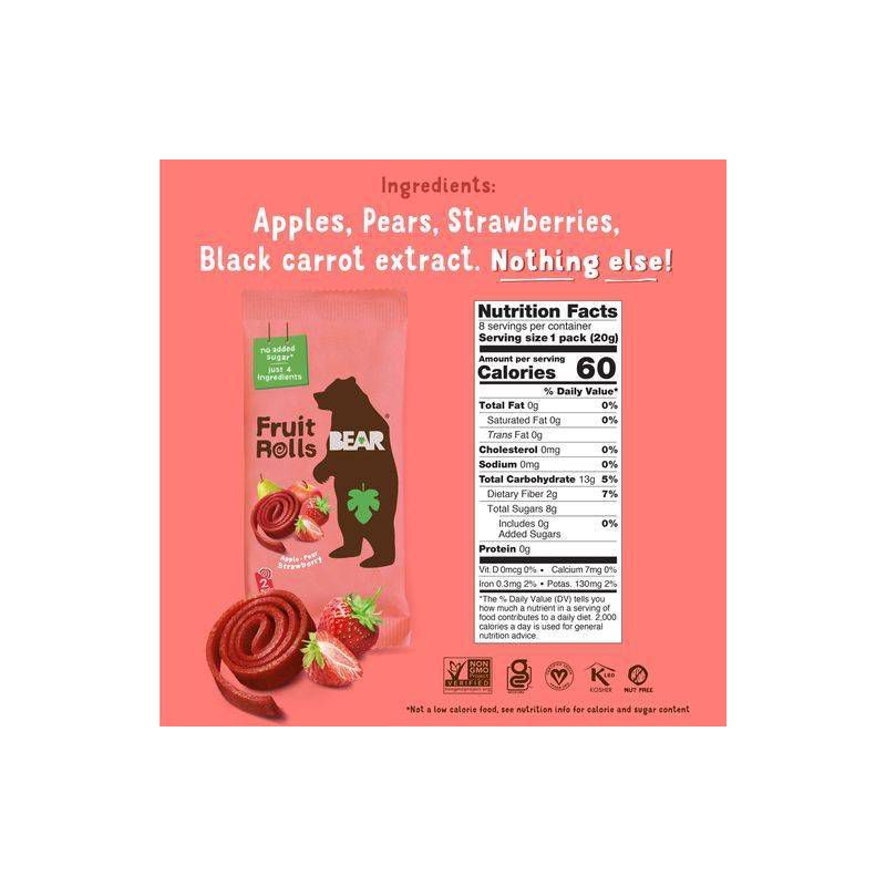 BEAR Strawberry Fruit Rolls - 5ct/3.5oz, 3 of 10