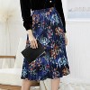 Women's High Waist Pleated A-Line Midi Skirt - Swing Flare Design Blue Floral - 2 of 4