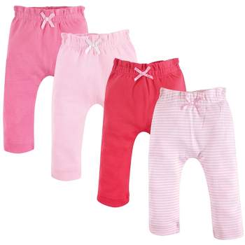 Touched by Nature Baby and Toddler Girl Organic Cotton Pants 4pk, Lt. Pink Coral