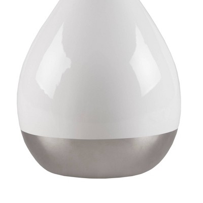 Liora 19" White and Silver Ceramic Table Lamp Set