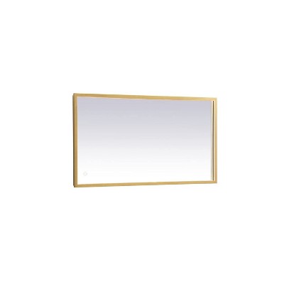 Elegant Lighting Pier 18x36 inch LED Mirror with Adjustable Color Temperature 3000K/4200K/6400K in Brass