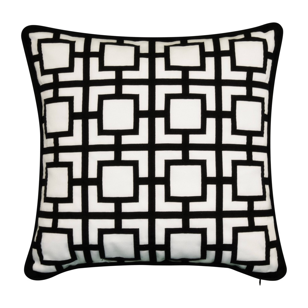 Photos - Pillow 20" x 20" Modern Links Applique Decorative Patio Throw  Black - Edie