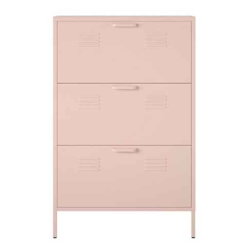 Entryway Shoe Storage Cabinet with 3 Flip Drawers Metal Door Shoe Cabinet Organizer Mesh Door Everly Quinn