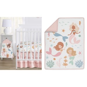 Sweet Jojo Designs Girl Baby Crib Bedding Set - Mermaids Pink Blue and Orange 4pc - 1 of 4