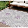 Lilac Purple And Ivory Floral Medallion Washable Indoor Outdoor Area Rug - 2 of 4