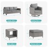 Sonkuki Outdoor 6-Piece Wicker Patio Conversation Set with 2 Rattan Swivel Rocking Chairs, Side Table, Ottoman and Navy Blue Cushion - 2 of 4