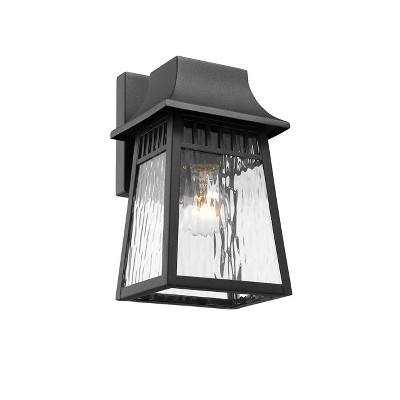 Chloe Lighting Grant Transitional 1 Light Textured Black Outdoor Wall Sconce 10" Tall