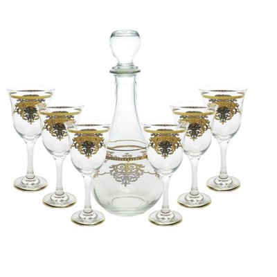 Classic Touch Set Of 6 Water Glasses With Rich Gold Design : Target