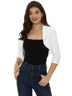 INSPIRE CHIC Women's Elegant Evening Wedding Lapel Collar Bolero Shrugs