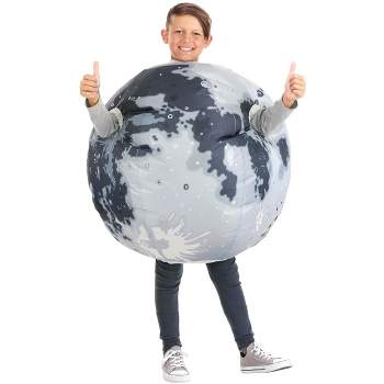 HalloweenCostumes.com One Size Fits Most Inflatable Moon Costume for Kids, Gray/Gray