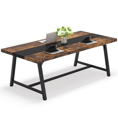 LITTLE TREE 70.9" Office Executive Desk Brown/Black