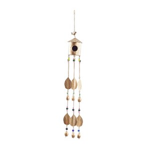 38" Iron Rustic Birdhouse Windchime Gold - Olivia & May: Decorative Garden Bell, Spot Clean, 1 Piece - 1 of 4