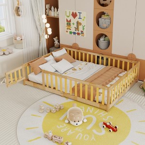 Full Size Floor Bed with Fence and Door for Bedroom or Apartment - 1 of 4