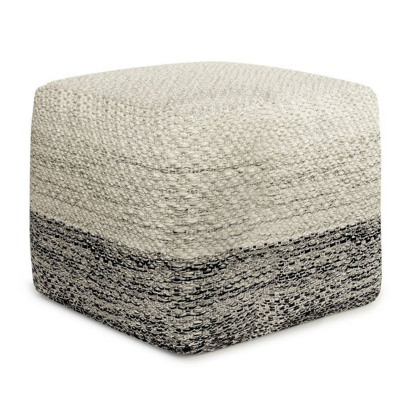 Saul Square Woven PET Polyester Pouf Gray/White - WyndenHall, 1 of 8