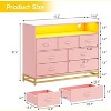 Jojoka Dresser with 7 Drawers for Bedroom, Wooden Long Dresser with Led Lights and Charging Station - 2 of 4