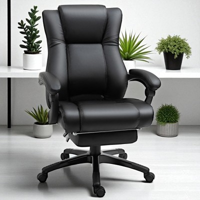 Mshliw Executive High Back Office Chair with PU Leather, Adjustable Height, Reclining Back, Retractable Footrest, and Swivel Wheels