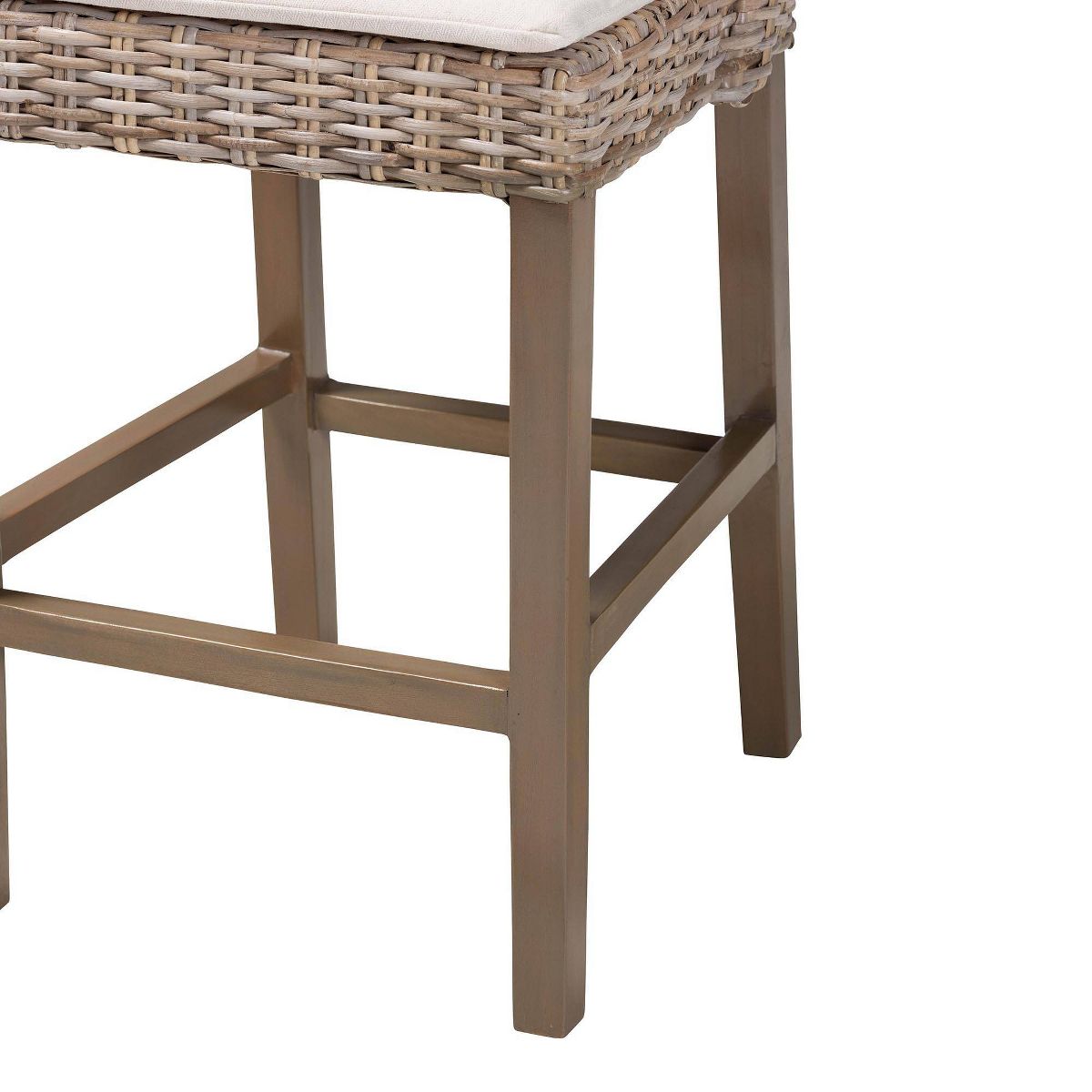 bali & pari Toby Rattan and Mahogany Wood Counter Height Barstool Kubu Gray/Rustic Taupe - thumbnail 7