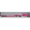 DCP by First Gear, 1/64 Pink Kenworth W900L w/ Fontaine Tri-axle Lowboy & Flip Axle, 60-1497 - 3 of 4