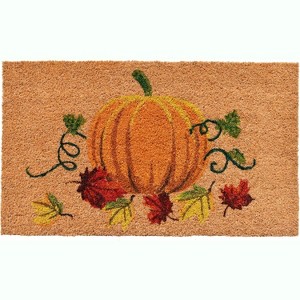 HomeRoots 24" X 36" Natural And Orange Coir Pumpkin Outdoor Fall Door Mat - 1 of 4