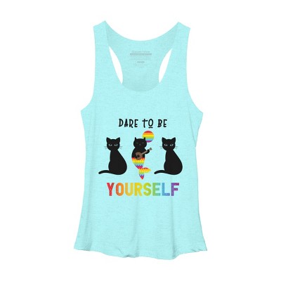 Adult Design By Humans Dare To Be Yourself Pride Cat Mermaid By Avocato Racerback Tank Top