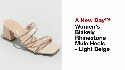 Women's Blakely Rhinestone Mule Heels - A New Day™ Light Beige 6